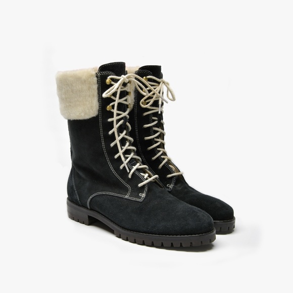COLE HAAN & NIKE AIR Suede Boots Faux Fur Trim - Picture 8 of 10